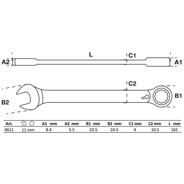 BGS Ratschenring-Maulschlüssel umschaltbar SW 11 mm - 6611