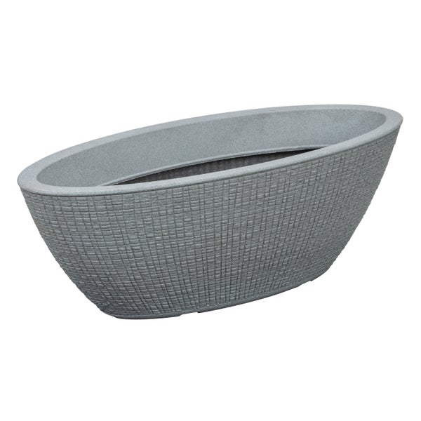 Scheurich Barceo Jardiniere 60, Pflanzschale/Blumentopf/Pflanzenschale, oval,  aus Kunststoff Farbe: Stony Grey, 58,5 cm Breite, 23,7 cm Tiefe, 19,5 cm hoch, 14,5 l Vol.