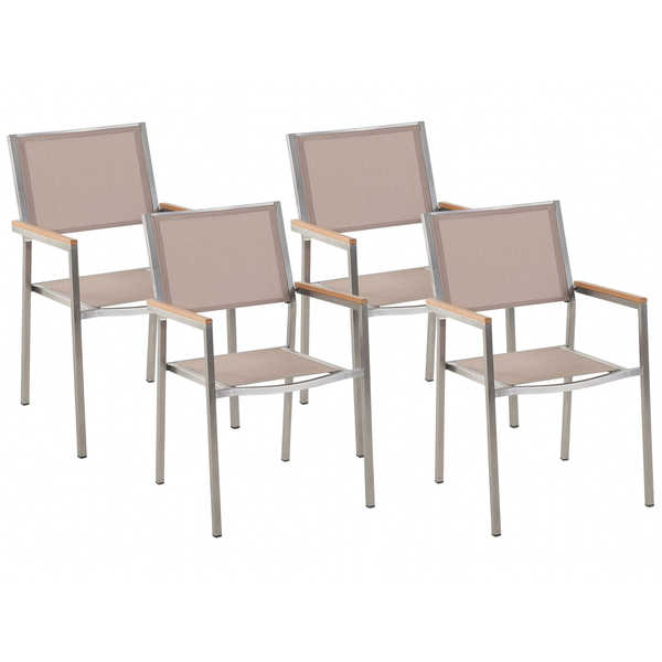 Gartenstuhl 4er Set GROSSETO Edelstahl Beige