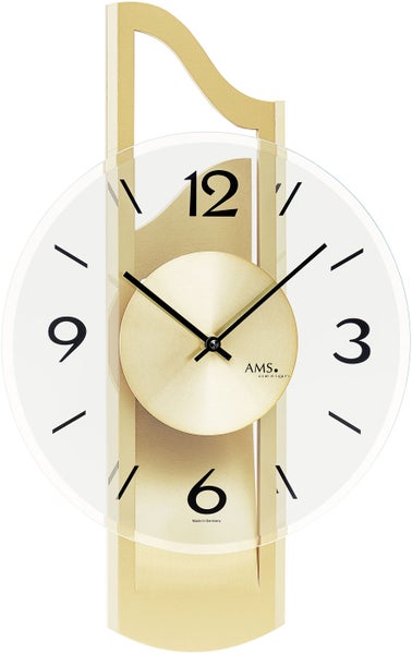 AMS 9679 moderne Wanduhr mit Messing-Auflage