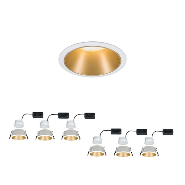LED Einbauleuchte 3-Step-Dim Cole Coin 6er-Set IP44 rund 88mm Coin 6x6W 6x460lm 230V dimmbar 2700K Weiß, Gold matt