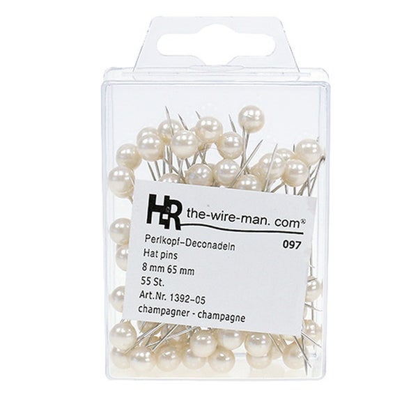 Perlkopf-Dekonadeln, 8 mm, 65 mm, 55 Stück, im Kunststoffbehälter