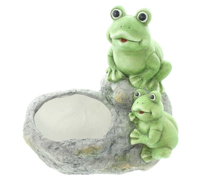 FRANK FLECHTWAREN | Pflanzer Froschpaar, MAGNESIUMOXID, 30 x 21 x 33 cm