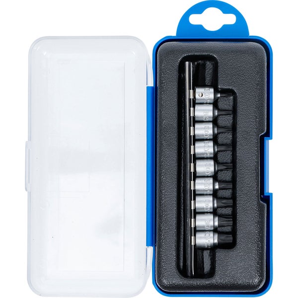 BGS Bit-Einsatz-Satz Antrieb Innenvierkant 6,3 mm (1/4) TS-Profil (für Torx Plus) mit Bohrung 9tlg. - 2355