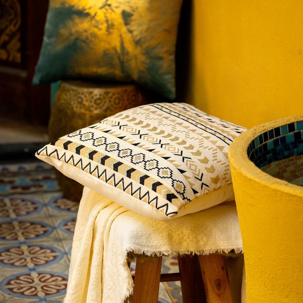 Dimensionsdarstellung eines runden Hockers: 43 cm breit, 42 cm tief und 22 cm hoch.