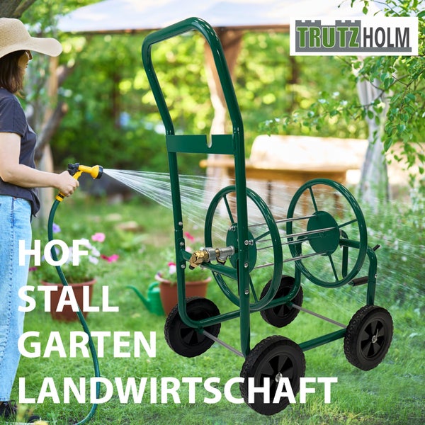 Trutzholm Schlauchwagen mit Rädern für den Garten zur bequemen Bewässerung im Einsatz