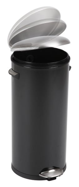 PROREGAL Retro Treteimer Mit Markanten Griffen und Kugelkappe 30 Liter HxØ 68,5 x 29,2 cm Kunststoff Inneneimer Schwarz