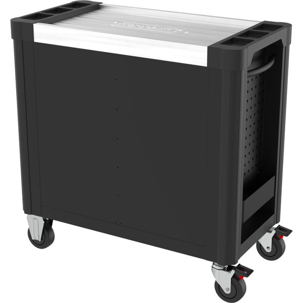 Elfenblume mit violetten Blüten und grünen Blättern im Gartenbeet.