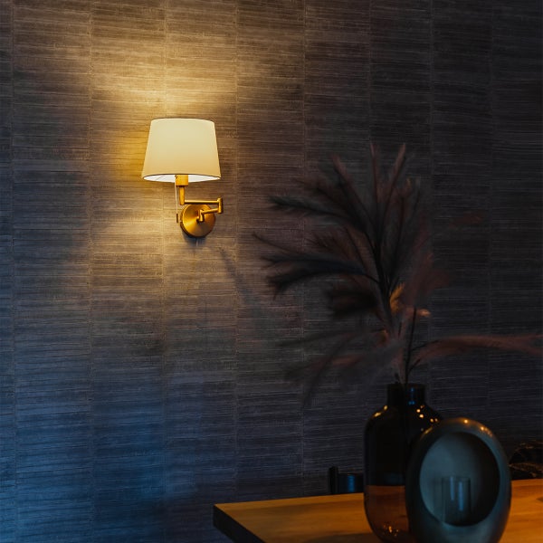 Wandleuchte Bronze mit weißem Schirm und verstellbarem Arm - Ladas Deluxe