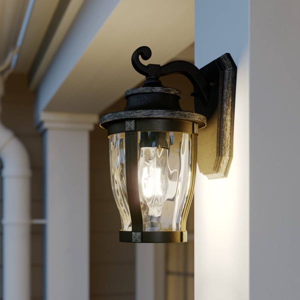 Lindby Wandlampe aussen, Aussenwandleuchte Laterne antikbraun sprühwassergeschützt IP23 1xE27 max. 60W ohne Leuchtmittel Außenleuchte antik Look