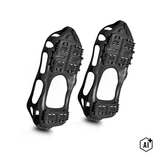 Paar Schuhspikes für den Winter mit rutschfester Profilsohle zur Befestigung an Schuhen für mehr Halt auf Eis und Schnee
