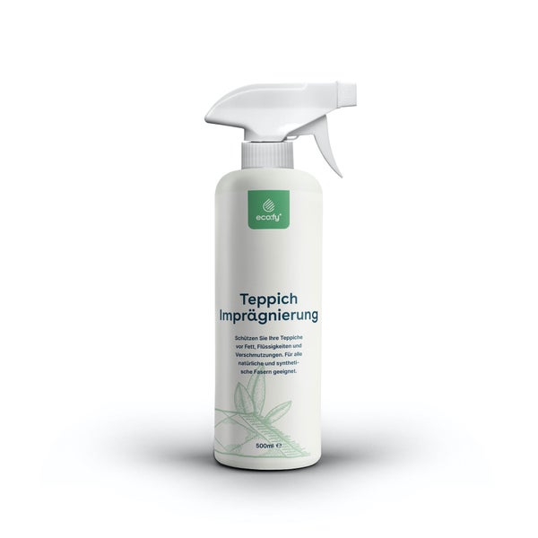 eco:fy Teppich Imprägnierung in einer 500 Milliliter Sprühflasche zum Schutz von Teppichen vor Fett, Flüssigkeiten und Verschmutzungen.