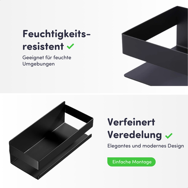 Eavy Duschregal Edelstahl Schwarz Selbstklebend