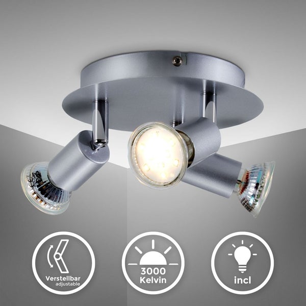 Deckenstrahler - 8,7W, 780lm, LED, schwenkbar, GU10, warmweiß, silberfarbig