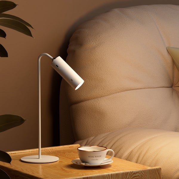 EMKE Magnetische LED Schreibtischlampe 5-in-1 Weiß Ø120×H330 mm Touchsteuerung, 3 Farbtemperaturen, Stufenlos dimmbar, USB-C Aufladung, Mobil, für Büro, Nachttisch & Wandmontage