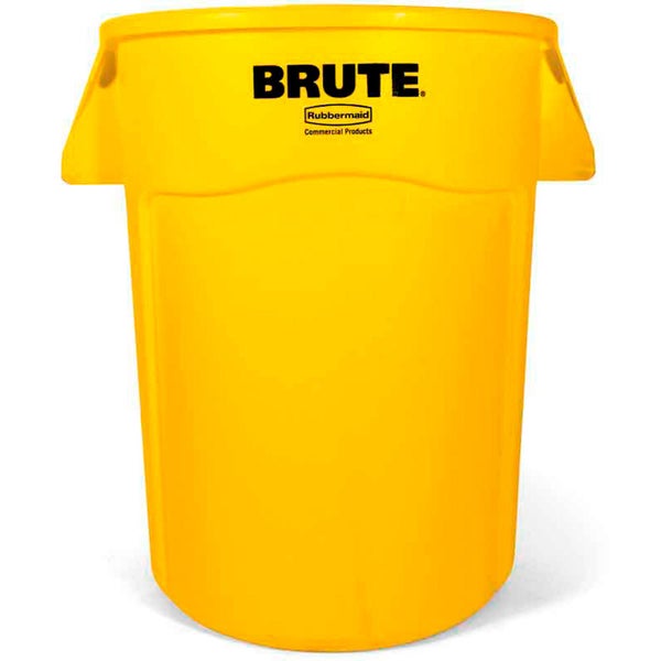PROREGAL Rubbermaid Brute Runde Mehrzwecktonne Mit Belüftungskanälen 166,5 Liter HxBxT 79,6 x 71,7 x 61,2 cm Aus Widerstandsfähigem Kunststoff Gelb