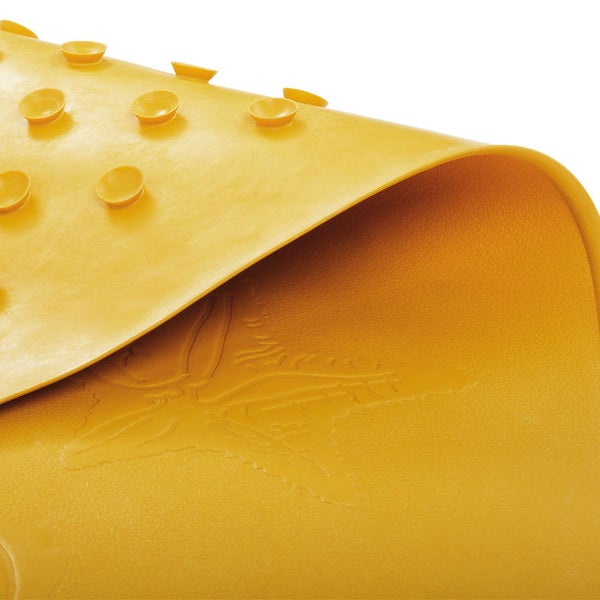 Gelbe Badewannenmatte mit Saugnäpfen und geprägtem Muster