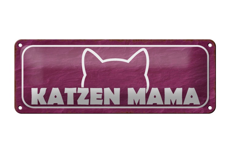 Blechschild Spruch 27x10cm Katzen Mama Dekoration