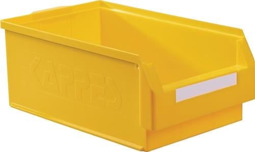 Verschiedenfarbige Lagerboxen aus Kunststoff in verschiedenen Größen, gestapelt