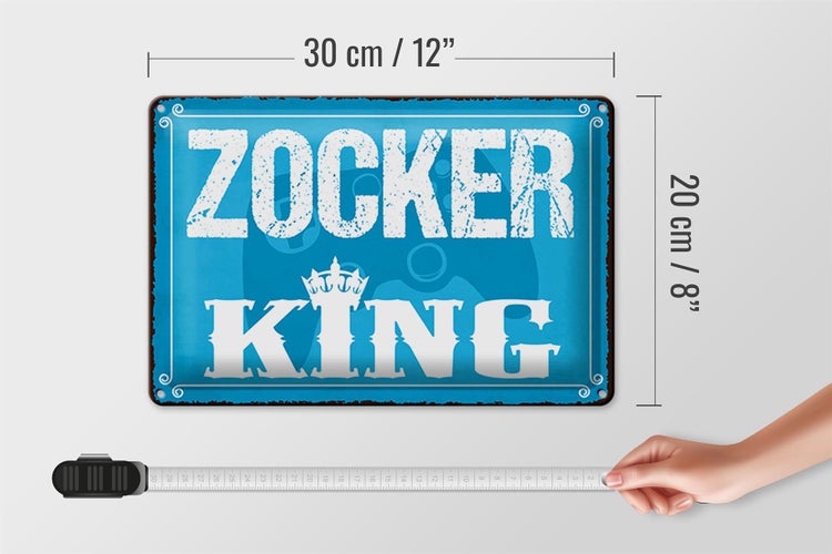 Blechschild Spruch 30x20cm Zocker King Controller