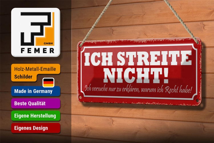 Blechschild Spruch 27x10cm streite nicht ich versuche nur Dekoration
