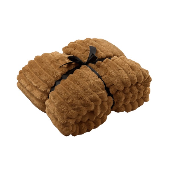 Braune Tagesdecke aus Cord mit Schleife