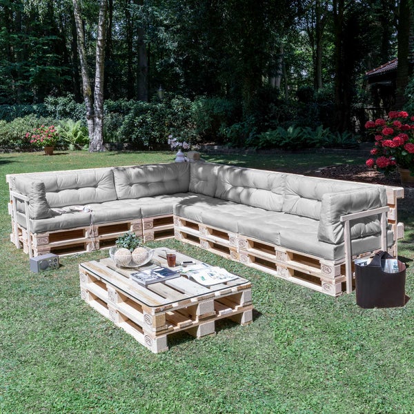 Beautissu ECO Elements Palettenkissen Seite 60x40x20cm Grau