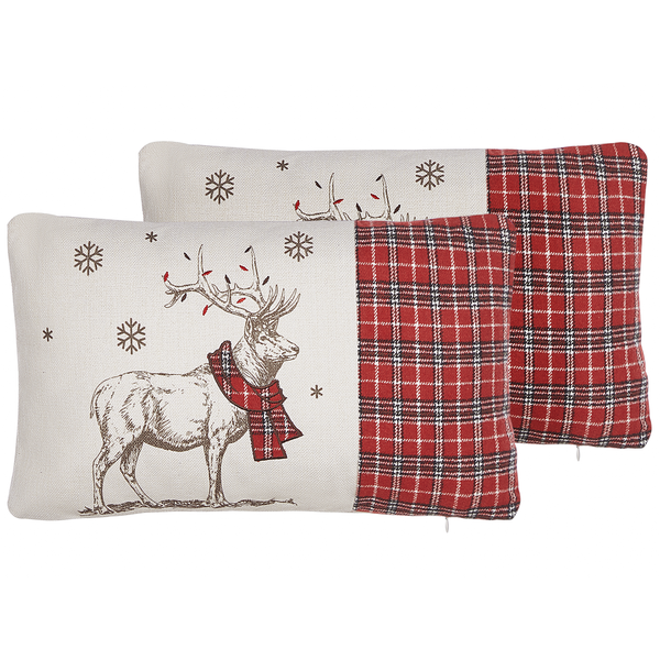 Dekokissen 2er Set SVEN 30 x 50 cm Rot Weihnachtsmotiv