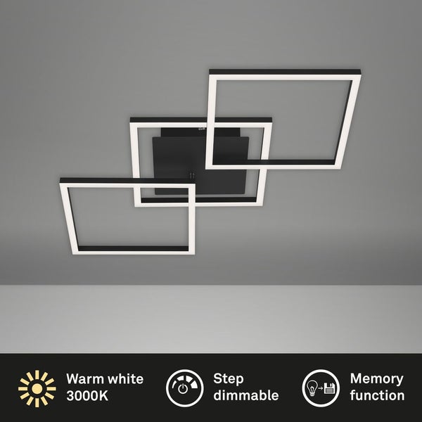 LED Deckenleuchte Dimmbar drehbar 30 W schwarz Metall-Kunststoff Briloner