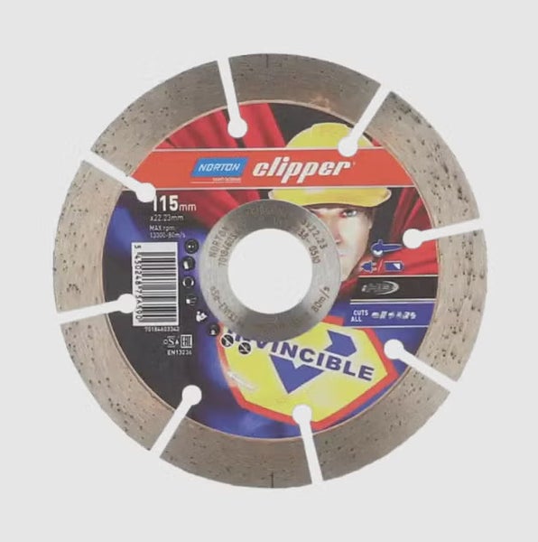 Norton Clipper Diamanttrennscheibe Invincible 115 Millimeter Durchmesser für Winkelschleifer