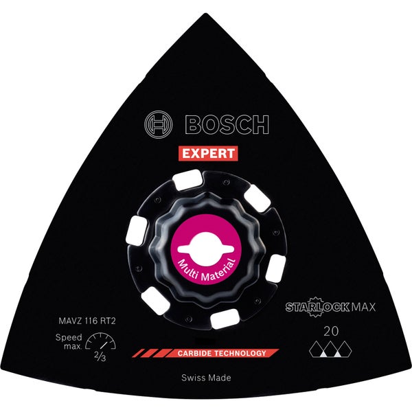 Bosch Expert Sanding Plate MAVZ 116 RT2 Starlock Max Schleifplatte für Multifunktionswerkzeuge 116 mm - 2608900052