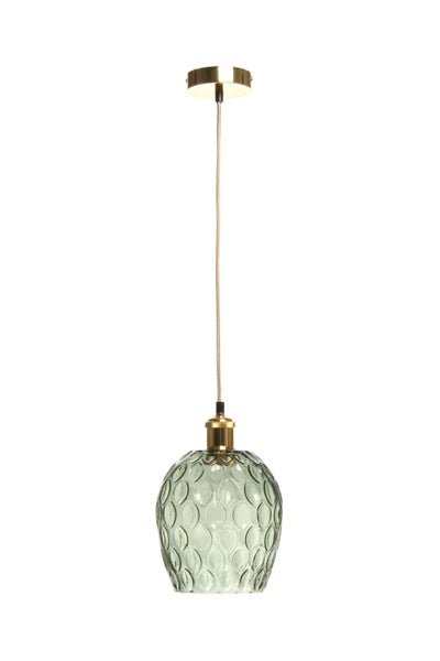 Vintage Glaslampe Grün, Hängelampe Retro Glaskugellampe 27 cm | Wohnzimmer Esszimmer Leuchte