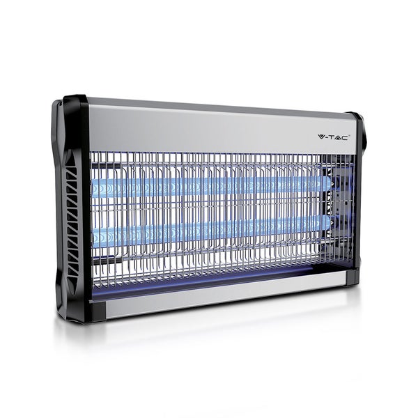 V-TAC Elektrischer Insektenvernichter mit zwei Ultraviolett-Lampen und Schutzgitter aus Metall.