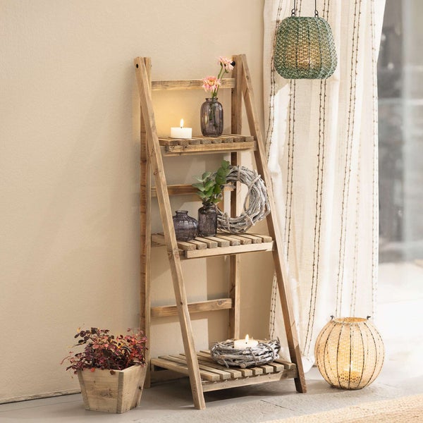 FRANK FLECHTWAREN | Holzregal Recycling-Chic, 40 x 36 x 100 cm, HOLZ