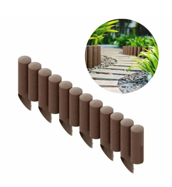 Kunststoff Beetbegrenzung als Palisade mit Erdspießen zur einfachen Montage im Garten mit Anwendungsbeispiel