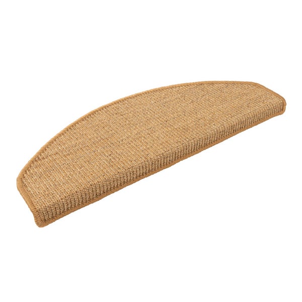 FLOORDIREKT Premium Sisal-Stufenmatte - Umkettelt & Selbstklebend - Halbrund - Kork - 23,5 x 65 cm