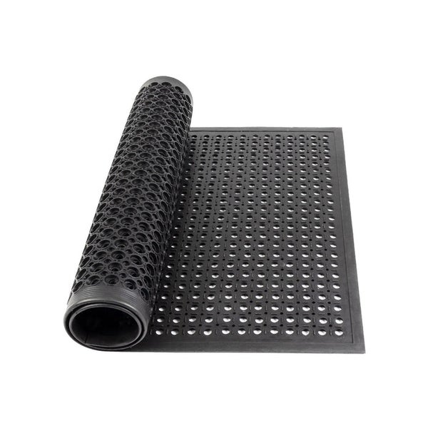 FLOORDIREKT Gummi-Lochmatte - Arbeitsplatzmatte - aus Naturgummi - Schwarz - 90 x 150 cm