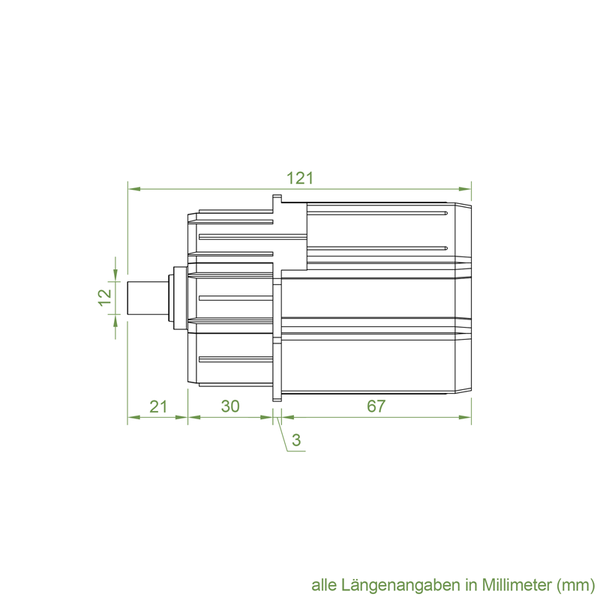 Technische Zeichnung mit Maßangaben in Millimeter