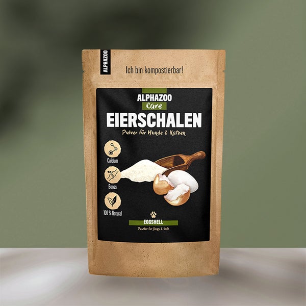 ALPHAZOO Eierschalenpulver 500g für Hunde und Katzen I Calcium aus Eierschalen