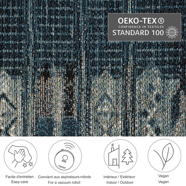 Gewebter Outdoorteppich mit abstrakten Muster Auora Blau 60x100 cm