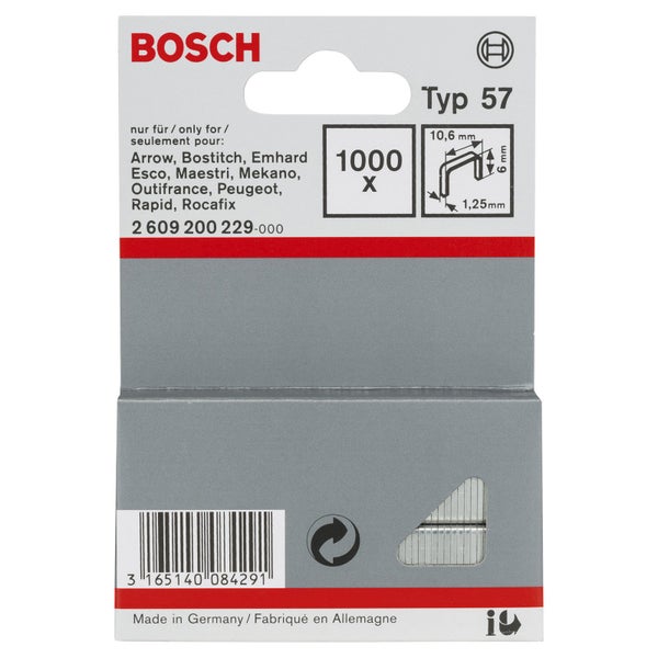 Bosch Flachdrahtklammer Typ 57, 10,6 x 1,25 x 6 mm -2609200229