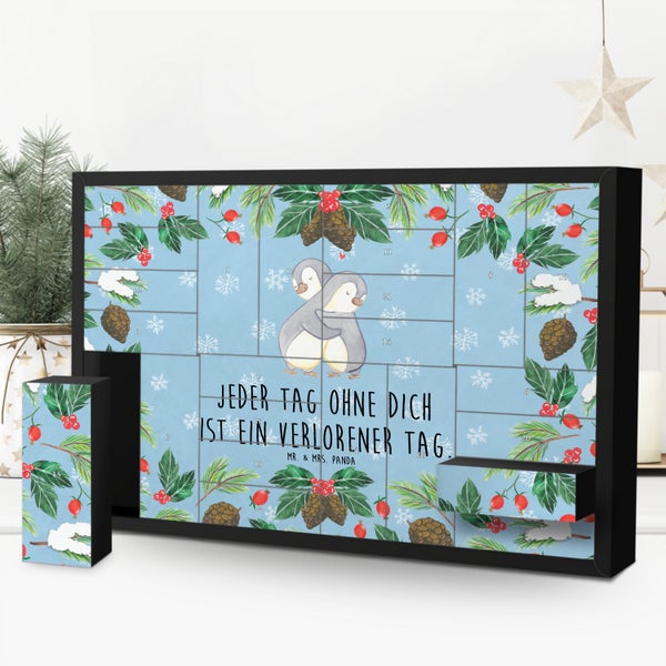 Mr. & Mrs. Panda Befüllbarer Adventskalender Pinguine Kuscheln - Blau Pastell