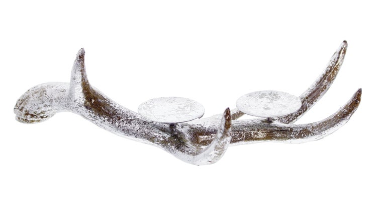 FRANK FLECHTWAREN | Kerzenhalter Geweih, KUNSTSTOFF, 35 x 21 x 10 cm, Kerzenteller Ø 6 cm, ohne Kerzen, Stückpreis