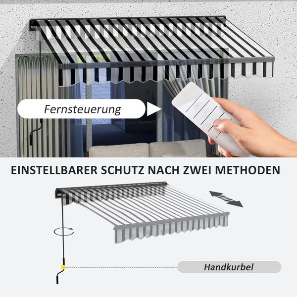 Outsunny Gelenkarmmarkise, elektrisch Balkonmarkise,  295 x 250 cm, Aluminium, Polyester, Grau+Weiß