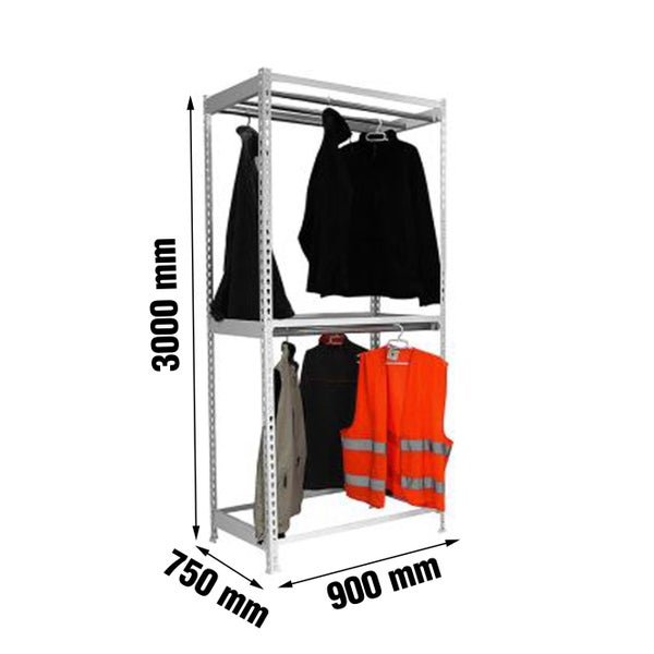 PROREGAL Kleiderstangenregal Metal Doppel HxBxT 300 x 90 x 75 cm Grau Kleiderständer Garderobe Klamottenregal Stangenregal Regal