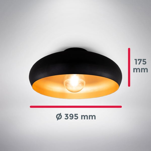 Deckenleuchte Ø39,5 cm - E27 Fassung, 1-flammig, schwarz-gold