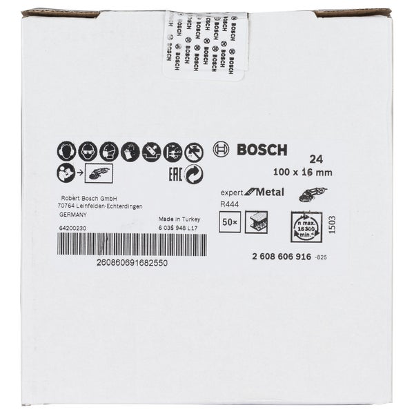 Bosch 50x Fiberschleifscheibe Expert for Metal Korund 100 mm 16 mm 24 - 2608606916