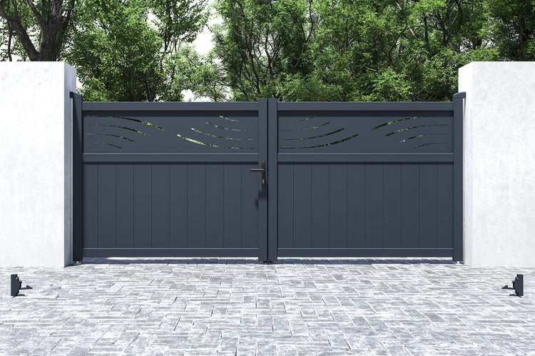 Flügeltor 3,4 m HALTI H.140 graues Aluminium