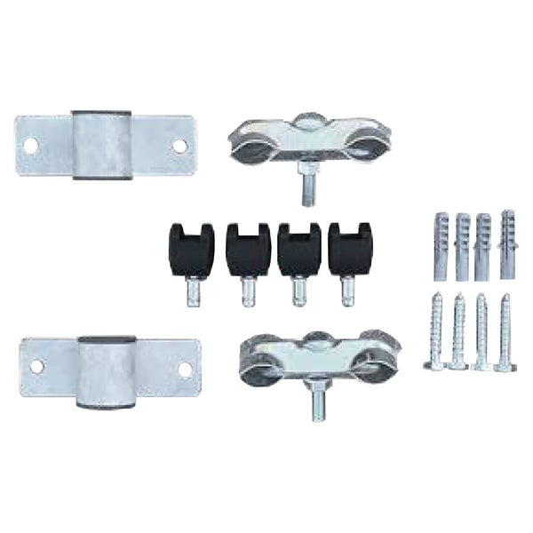 Zaunbeschläge Set mit Torbändern, Drahtseilhalterungen und Befestigungsmaterial