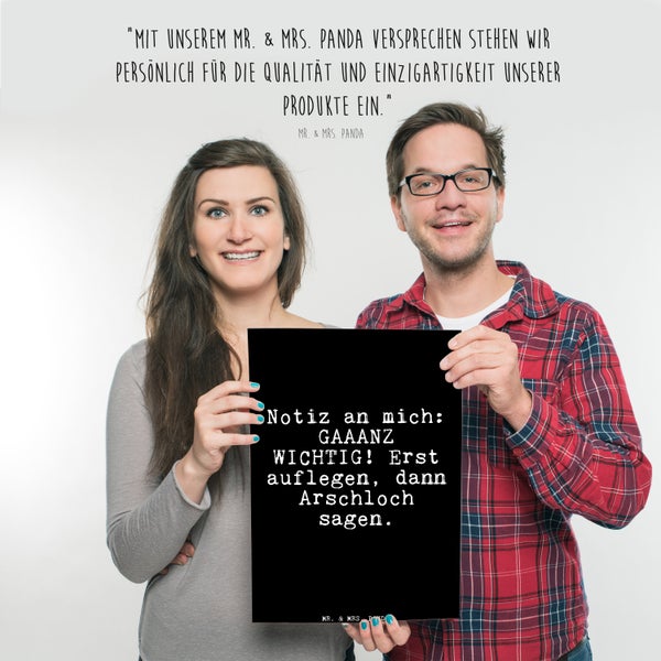 Mr. & Mrs. Panda DIN A3 Poster Notiz an mich: GAAANZ... - Schwarz